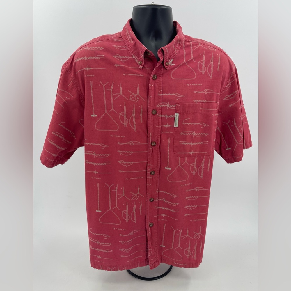 Columbia River Lodge Short Sleeve Button Up Fishing Knots Shirt Men’s Size‎ XL